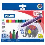 Milan Markers Conic Tip Maxi Pack 12 Assorted Colours | 61-214183