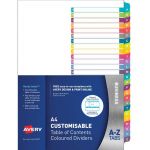 Avery Customisable Table Of Contents A4 A-z Tabs Coloured L7411-26 | 61-231687