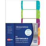 Avery Customisable Table Of Contents A4 1-5 Tabs Coloured L7411-5 | 61-231693