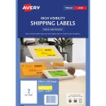 Avery Shipping Label L7168fy Fluoro Yellow Laser 199.6x143.5mm 2up 10 Shts | 61-238012