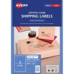 Avery Shipping Label L7566 Crystal Clear 199.6x143.5mm 2up 25 Sheets | 61-238014