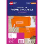 Avery Label J8560 Frosted Clear 63.5mmx38.1mm 21up 25 Sheets Inkjet | 61-238401