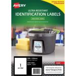 Avery Ultra Resistant Id Label L7917 White Laser 208x295mm 1up 10 Sheets | 61-238440
