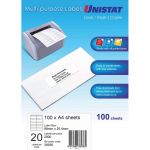 Unistat Label Dl 20up 98x25.4 20up 100 Sheets | 61-238545