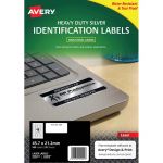 Avery Heavy Duty Id Label L6009 Silver Laser 47.5x21.2mm 48up 20 Sheets | 61-238561