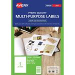 Avery Multi-purpose Labels L7768-25 200x144mm Laser 2up 25 Sheets | 61-238568