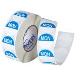 Avery Labels Monday Round Day 24mm Blue White 1000 Roll | 61-238805