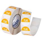 Avery Labels Tuesday Round Day 24mm Yellow White 1000 Roll | 61-238806
