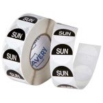 Avery Labels Sunday Round Day 24mm Black White 1000 Roll | 61-238811