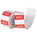Avery Labels Wednesday Square Day 40x40mm Red White 500 Roll | 61-238814