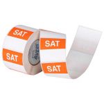 Avery Labels Saturday Square Day 40x40mm Orange White 500 Roll | 61-238817