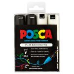 Uni Posca Marker 8.0mm Bold Chisel 4 Pack Black White Pc-8k | 61-250119