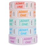 Globe Admit One Tickets Assorted Colours Single Roll | 61-333001