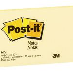 Post-it Notes Yellow 655-y 76x127mm 100 Sheet Pads | 68-10513