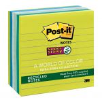 Post-it Rec Super Sticky Lined Notes 675-6sst 101x101mm Oasis (bora), Pack Of 6 | 68-10564